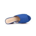 thumbnail image 4 of BLISSFUL STEP Women's Shoes Chunky Platform Open Toe Slides Block Heel Sandals Deep Blue 7.5, 4 of 7