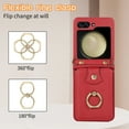 thumbnail image 6 of Phone Case for Samsung Galaxy Z Flip 7 Wallet Cell Cover with Crossbody Strap, Ring Stand RFID Blocking Credit Card Holder Shockproof Drop Protective Case for Galaxy Z Flip 7 Women Girls, Red, 6 of 10