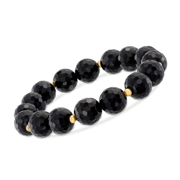 Ross-Simons 10-11mm Black Onyx Bracelet With 14kt Yellow Gold, Women's, Adult