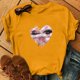 thumbnail image 1 of Camiseta de manga corta 100 % algodón de corte clásico para mujer de Herrnalise, blusa informal con estampado de letras., 1 of 3