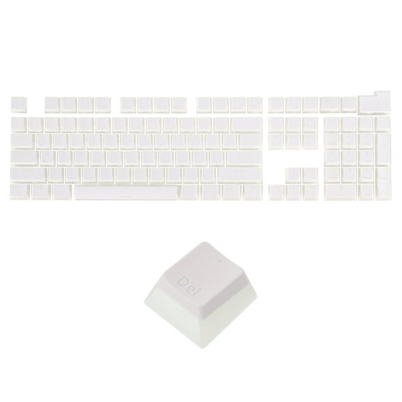 104 Keys Pudding Keycaps Set OEM Profile PBT for 61/87/104 Mechanical Keyboard Layout, Cream White & Translucent