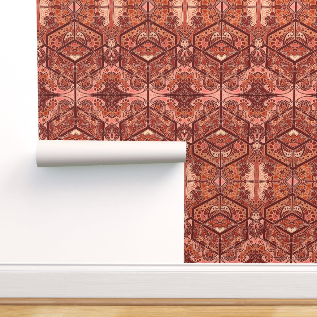 Peel-and-Stick Removable Wallpaper Bold Fall Colors Art Nouveau Stencil