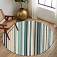thumbnail image 2 of Round Rugs 7Ft, Teal Blue Striped Round Area Rug Washable Indoor Throw Carpet, Farmhouse Stripes Modern Abstract Art Large Non Slip Circle Rug for Dining Room Playroom Home Decor Aesthetic, 2 of 8