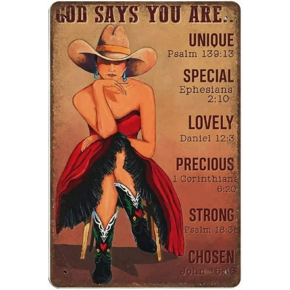 Vintage Aluminum Sign Metal Poster Plaque God Says You are Unique Special Lovely Precious Strong Chosen Metal Sign Retro Wall Decor Nostalgic Wall Art for Home Kitchen Cafe Bar 8"x12"