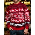 thumbnail image 2 of PULLIMORE Christmas Family Matching Sweaters O-neck Reindeer Knitted Long Sleeve Snowflake Sweater Pullover for Men, 2 of 7