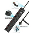 thumbnail image 6 of 6 Outlets Surge Protector Metal Heavy Duty Power Strip With Individual Switches, Flat Plug 6ft Extension Cord, 6 of 9