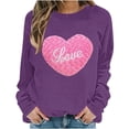 thumbnail image 4 of hotojiny Womens Crewneck Sweatshirt Fashion Valentines Heart Long Sleeve Pullover Fall Loose Fit Tops Clothes S- 5XL, 4 of 5