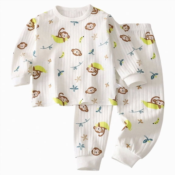 TOWED22 Infant Toddler Winter Wear 2 Piece Long Sleeve Print Round Neck T-Shirt Fleece Pants Warm Outfits Clothes Set(Yellow,11-12 Y)