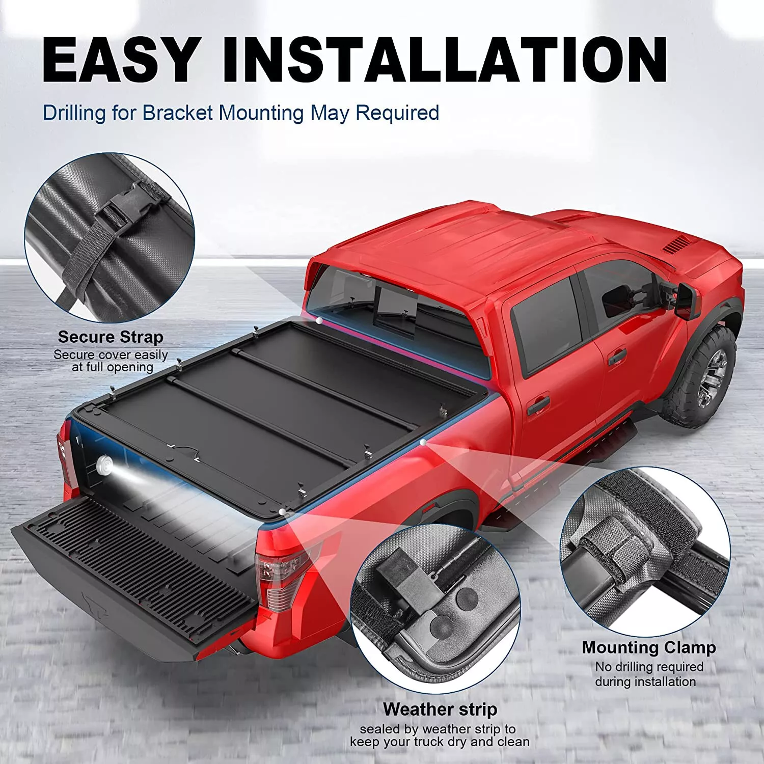 MOSTPLUS 6.7FT Bed Truck Tonneau Cover for 2016-2026 Nissan Titan Roll-up w/ Led Lamp