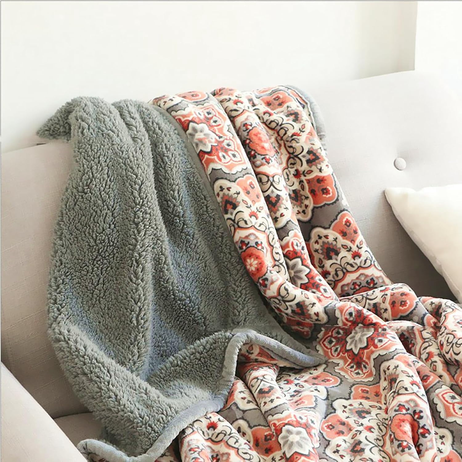 Levinis Floral Sherpa Throw Blanket Queen Size 80'' x 90'', Southwestern Throw Blanket for Bed/Couch/Sofa/Camping, Great Gift for Mother's Day, Father's Day, Thanksgiving, Christmas,New Year's Day