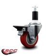 thumbnail image 2 of 3.5 Inch Red Poly Swivel 1-3/8 Inch Expanding Stem Caster with Brake SCC, 2 of 2