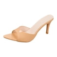 thumbnail image 5 of Rokment Stiletto High Heels Dressy Sandals for Women Ladies Bridal Fashion Casual Leather Pointed Open Toe Dress Slip on Pumps Bride Wedding Summer Heeled Slides Slippers Beige Size 6, 5 of 7