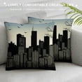 thumbnail image 3 of Shangniulu Decorative Farmhouse Rectangle Throw Lumbar Pillow Cover Linen Colorful Chicago City Skyline Black White Silhouette Architecture Cityscape Detailed Tall Downtown Cushion Case for Sofa Bed, 3 of 5