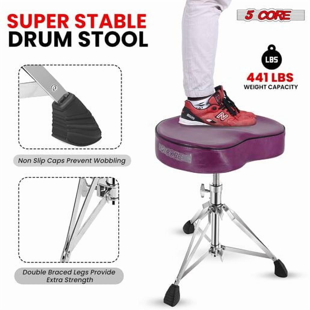 Drum Throne Padded Guitar Stool Saddle Drummer Seat for Adults and Kids - Purple