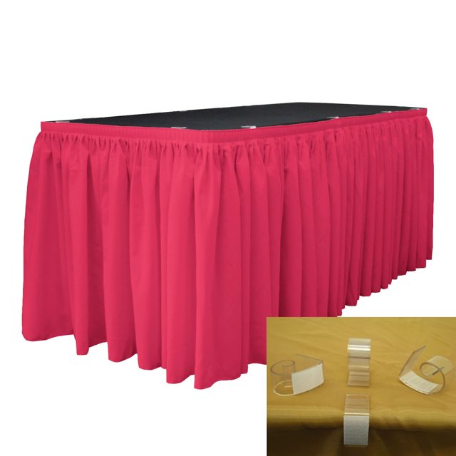 LA Linen Polyester Poplin Table Skirt 14 -Foot by 29-Inch Long with 10 L-Clips, Fuchsia