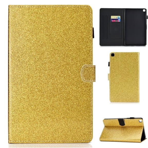 Dteck Case for Samsung Galaxy Tab A7 Lite 8.7-inch SM-T220 T225 (2021),Magnetic Bling Glitter Card Holder Wallet Case PU Leather Kickstand Hybrid Rubber Folio Protective Cover,Gold