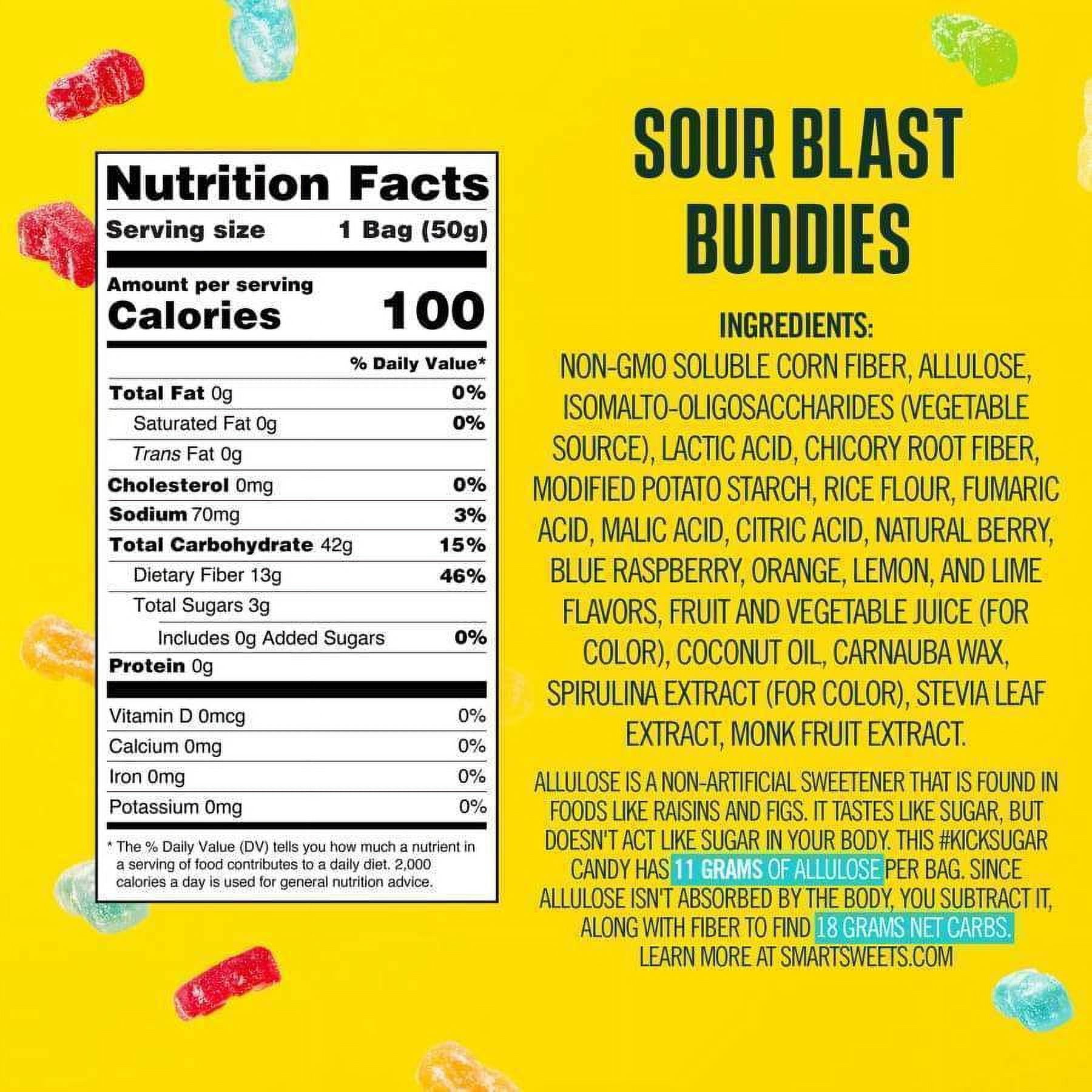 SmartSweets Sour Blast Buddies, Candy With Low Sugar 3g, Low Calorie 100, Net Carb 12, Plant Based, Gluten Free, No Artifical Colors or Sweeteners 1.8 Oz Bags (Pack of 6)