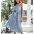 thumbnail image 4 of SWSMCLT Women's High Waist Midi Chiffon Sexy Dresses Holiday Dress Summer Ruched Cami V Neck Spring Sundress Blue Small, 4 of 4