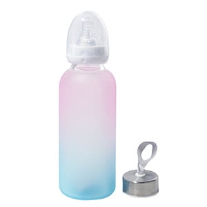 CutiePlusU Adult Glass Feeding Bottle Cute Printed Large Size Baby Bottles 13.5Oz/400ML Dreamy Cloud