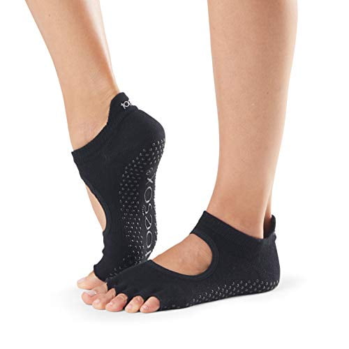 ToeSox Half Toe Prima Bellarina Yoga Pilates Dance Socks With Heel Pad Black 