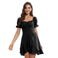 thumbnail image 1 of TRKIYQC Mini vestido de mujer de manga corta con hombros descubiertos y dobladillo irregular con volantes vestido de verano para uso diario informal TRKIYQC  moda, 1 of 8