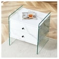 thumbnail image 4 of Bedside Table with Drawers, Modern Nightstand with Tempered Glass, MDF Storage Cabinet for Bedroom, Living Room, Coffee Table - Easy Assembly, 4 of 9