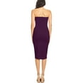 thumbnail image 3 of Women's Elastic Tube Top Strapless Basic Casual Solid Slim Bodycon Midi Dress S-3XL Eggplant S, 3 of 3