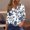 Blue, variant on Drovellove Women's V Neck Blouse with 3/4 Length Sleeve | Casual Button Down Front Top for Office or Home