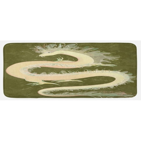 

Dragon Kitchen Mat Chinese Reptile Dragon Eastern Culture Medieval Themed Grunge Style Pattern Plush Decorative Kitchen Mat with Non Slip Backing 47 X 19 Yellow and Green by Ambesonne