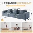 thumbnail image 2 of Lovableguy Modern Oversized Compressed Sectional Sofa,Upholstered Modular Convertible Couch,Corduroy Full Sponge 3 Seater Sleeper Couch for Living Room,Bedroom,Apartment,No Assembly Required,Gray, 2 of 7
