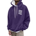 thumbnail image 2 of Men's Outdoor Casual Hooded Drawstring Sweatshirt, GOOD THINGS TAKE TIME Graphic Print Pullover for Hiking, Streetwear,Purple,2XL, 2 of 8
