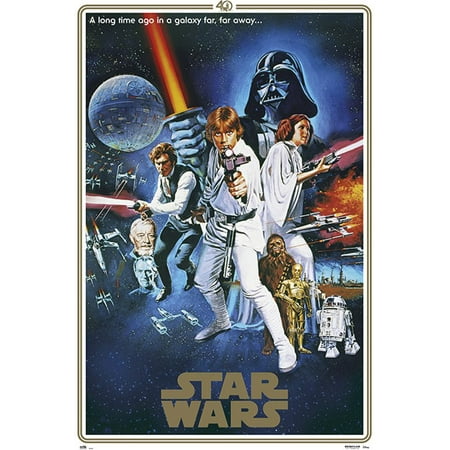 - Star Wars: Episode IV - A New Hope - Movie Poster / Print (40th Anniversary Gold Border Edition - Regular Style C) (Size: 24