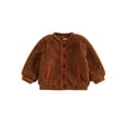 thumbnail image 1 of Qiylii Infant Baby Girls Boys Coat Patchwork Long Sleeve Button-Down Lamb Fleece Jacket Autumn Winter Warm Outerwear,0-3Years, 1 of 7
