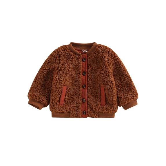 Qiylii Infant Baby Girls Boys Coat Patchwork Long Sleeve Button-Down Lamb Fleece Jacket Autumn Winter Warm Outerwear,0-3Years
