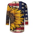 thumbnail image 5 of Levmjia Women's 4th of July Shirt Patriotic American Flag Sunflower Print Crew Neck 3/4 Sleeve Summer Casual Independence Day Graphic Tee Tops, 5 of 5