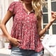 thumbnail image 2 of Blusa de manga corta con cuello en V informal para mujer a la moda, camisetas de verano OAVQHLG3B Store  lin121212, 2 of 4