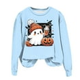 thumbnail image 4 of yueewhu Halloween Sweatshirt for Women Cute Spooky Season Sweatshirts Graphic Pumpkin Ghost Sweater Plus Size Outfit (Light Blue, 4XL), 4 of 4