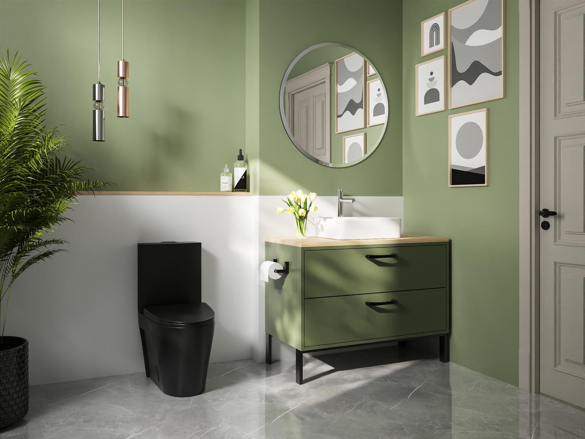 Ace 1-Piece 0.8/1.28 GPF Dual Flush Elongated Toilet in Black, Seat Included