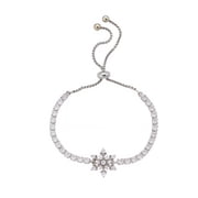 Believe by Brilliance Women's Silver Plated Rhodium Cubic Zirconia Snowflake Adjustable Bolo Bracelet