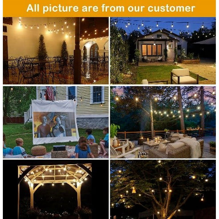 Solar Outdoor String Lights 48ft Waterproof Shatterproof Patio Lights with  Powered Panels, Fmixtown S14 2700K LED 5V Hanging Bulb, Decorative Garden  Porch Party Camping Deck String Lights for Outside 