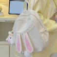 thumbnail image 2 of GobdXE Back To School Unisex Student Solid Nylon 3D Bunny Ear Mini Backpack Fluffy Plush Tail Lightweight Casual Daypack Size:One Size, 2 of 6