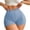 Blue, variant on Women High Waisted Seamless Shorts Stretch Ribbed Workout Letter Print Underwear Tummy Slimming Control Butt Lift Shapewear Shorts