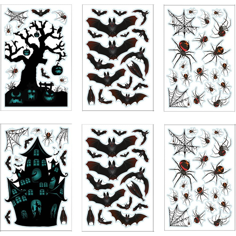 Adisno Bloody Stickers, 8 Pack Halloween Window Stickers, Bloody Handprints Footprints Horror Decoration, Realistic Fingerprints, Blood Stains for Halloween Window Decoration