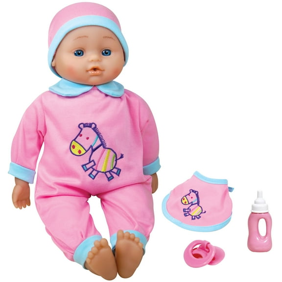 Lissi: 16" Interactive Sounds Baby Doll - Pink & Blue Horse Outfit, Multiple Touch Points, Feeding Care Accessories, Roleplay Toy, Kids-Toddlers 2 