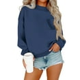 thumbnail image 2 of JUSLIO Womens Sweatshirts Solid Pullover Everyday Wear Long Sleeved Crewneck Sweatshirts Tops, 2 of 4