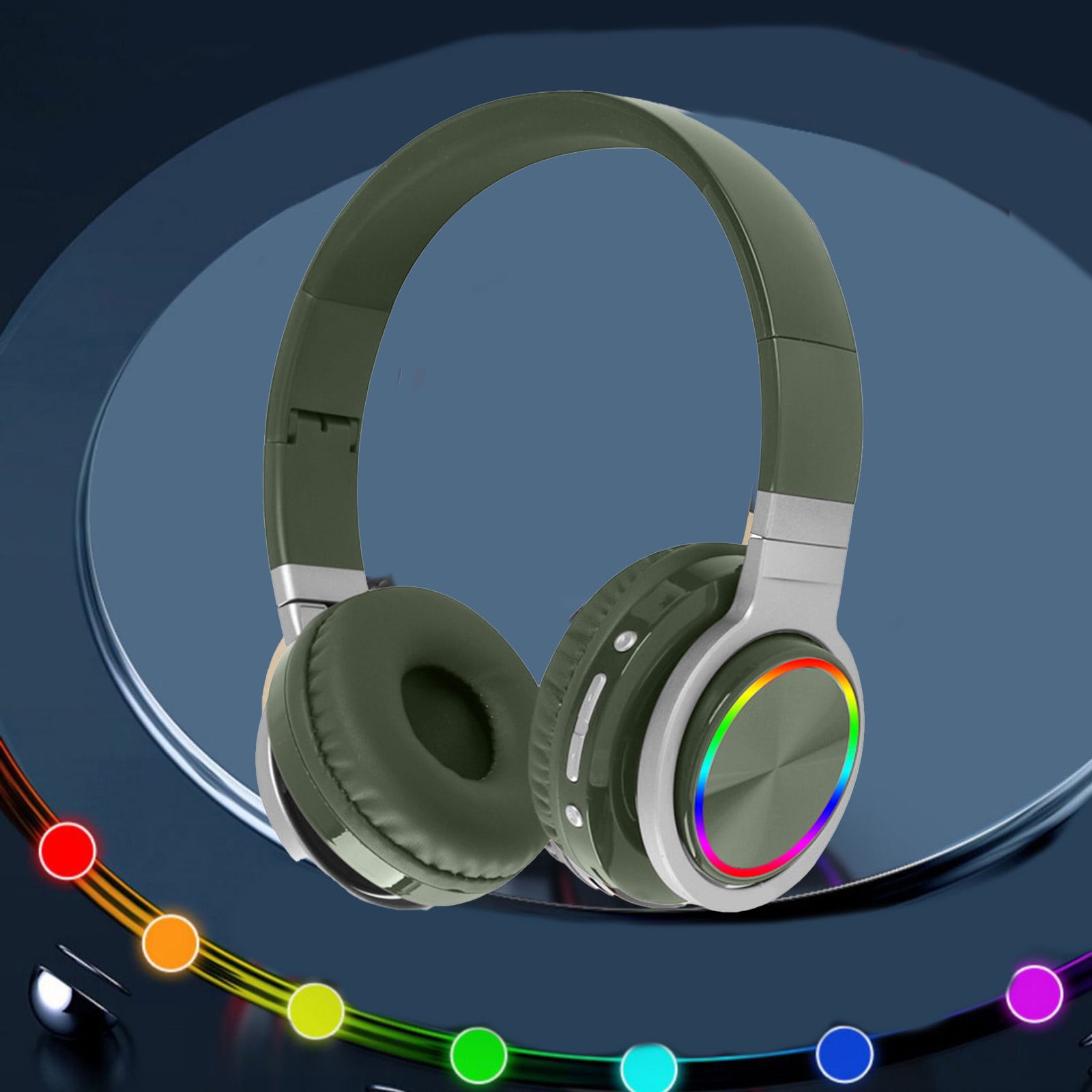 Bluetooth Headphones Over Ear, 65H Playtime and 6 EQ Music Modes Wireless Headphones with Microphone, HiFi Stereo Foldable Lightweight Headset, Deep Bass for Home Office Cellphone PC Ect.(Army Green)