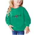 thumbnail image 2 of Spazoro Kids Girls Pullover Shirts Tee, Spring and Summer Solid Color Round Neck Long Sleeve Fashion Casual Tops for Child Girls Green Size 3 T, 2 of 4