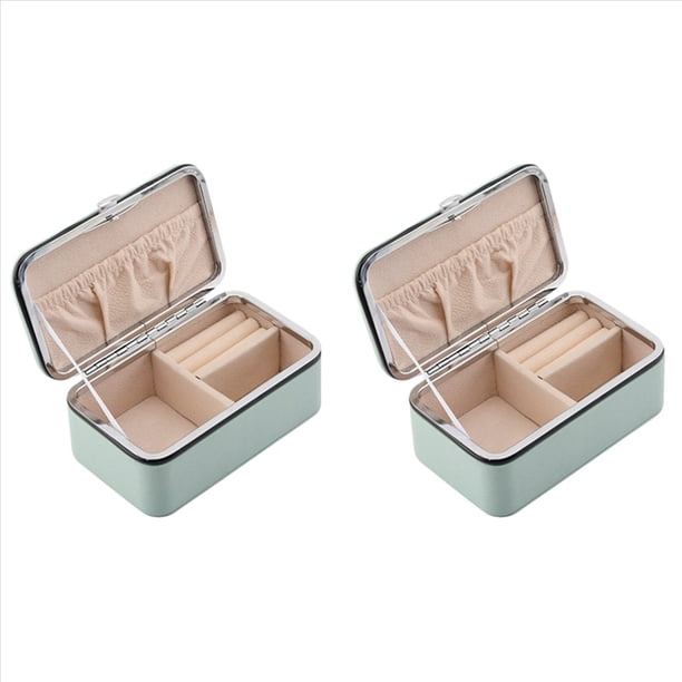 2X Organizador de Joyas Exhibidor Caja de Joyería de Viaje Cajas Caja de Joyería Portátil Rejillas de de PU Collar de Almacenamiento Pendientes Caja