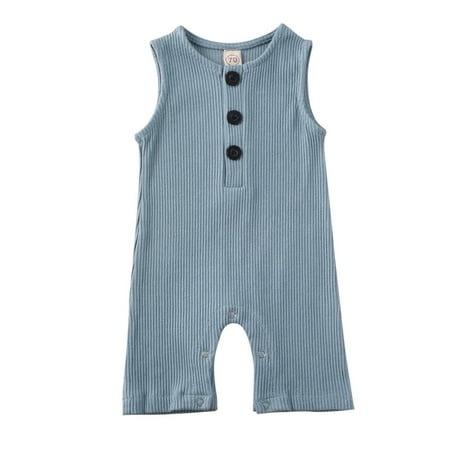 

Baby Girl Boy Romper Bodysuit Solid Plain One Piece Jumpsuits Pajamas Sleeveless One Piece Baby Clothes Outfits