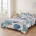 thumbnail image 2 of Twin XL Quilt Set 68''x98'', Coastal Beach Lightweight Summer Bedspread Coverlet Set with 2 Pillow Shams, Watercolor Nautical Starfish Shell Breathable All Season Quilt Bedding for Dorm/Guest Room, 2 of 9